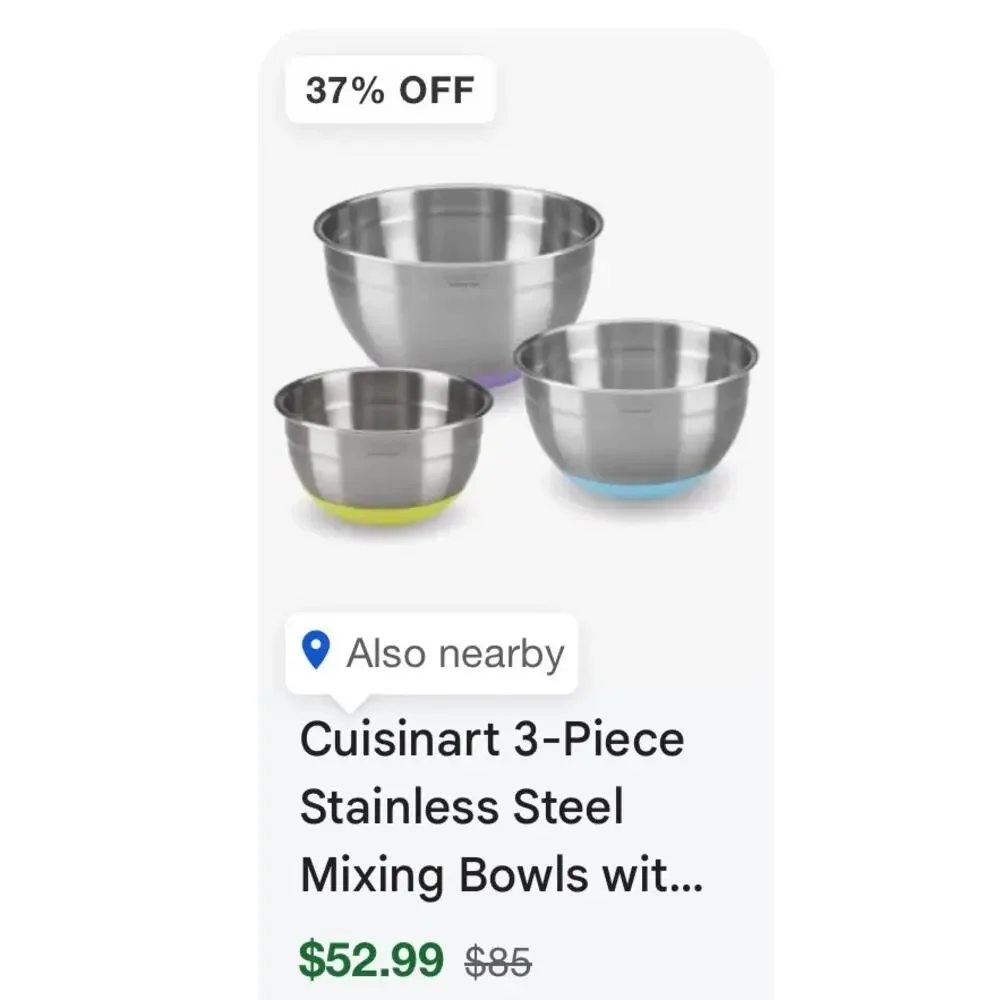Stainless Steel Baking Mixing Bowls with Non-Skid Base, Set of 3